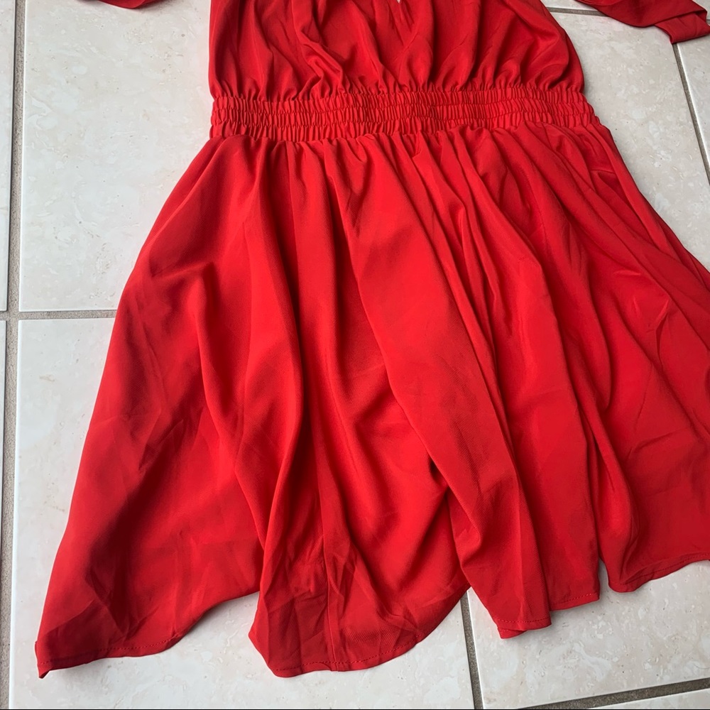 • NEW! Deep V Tie Back Mini Dress • - Picture 4 of 16